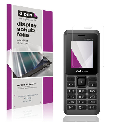 Klare Displayschutzfolie von dipos passend für Karbonn K5 Jumbo 2, präziser Zuschnitt und blasenfrei montiert