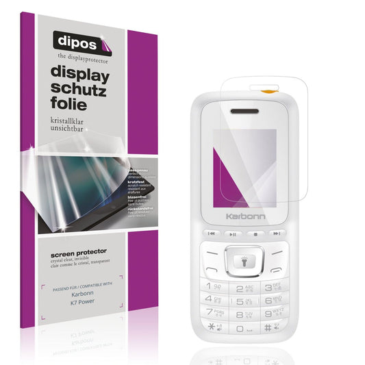 Klare Displayschutzfolie von dipos passend für Karbonn K7 Power, präziser Zuschnitt und blasenfrei montiert