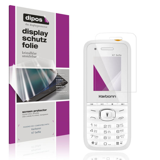 Klare Displayschutzfolie von dipos passend für Karbonn K7 Selfie, präziser Zuschnitt und blasenfrei montiert