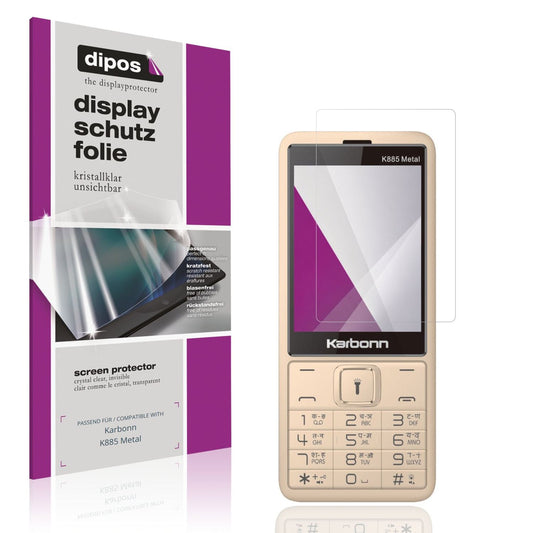Klare Displayschutzfolie von dipos passend für Karbonn K885 Metal, präziser Zuschnitt und blasenfrei montiert