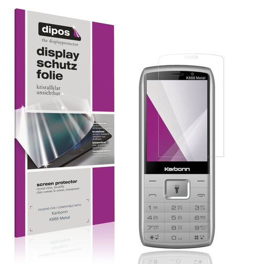 Klare Displayschutzfolie von dipos passend für Karbonn K888 Metal, präziser Zuschnitt und blasenfrei montiert
