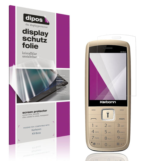 Klare Displayschutzfolie von dipos passend für Karbonn K9 Boss, präziser Zuschnitt und blasenfrei montiert