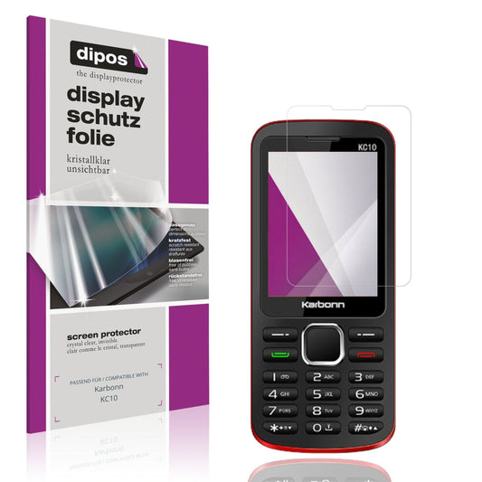 Klare Displayschutzfolie von dipos passend für Karbonn KC10, präziser Zuschnitt und blasenfrei montiert