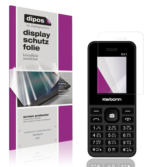 Klare Displayschutzfolie von dipos passend für Karbonn KX1, präziser Zuschnitt und blasenfrei montiert