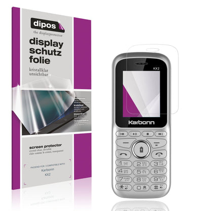Klare Displayschutzfolie von dipos passend für Karbonn KX2, präziser Zuschnitt und blasenfrei montiert