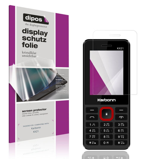 Klare Displayschutzfolie von dipos passend für Karbonn KX21, präziser Zuschnitt und blasenfrei montiert