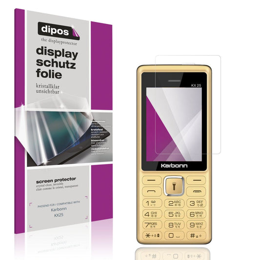Klare Displayschutzfolie von dipos passend für Karbonn KX25, präziser Zuschnitt und blasenfrei montiert
