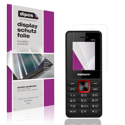 Klare Displayschutzfolie von dipos passend für Karbonn KX3, präziser Zuschnitt und blasenfrei montiert