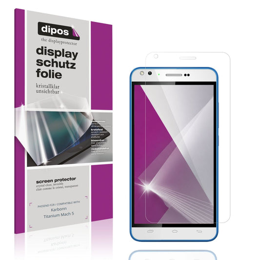 Klare Displayschutzfolie von dipos passend für Karbonn Titanium Mach 5, präziser Zuschnitt und blasenfrei montiert
