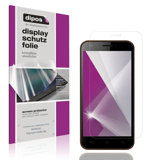 Klare Displayschutzfolie von dipos passend für Karbonn Titanium S200 HD, präziser Zuschnitt und blasenfrei montiert