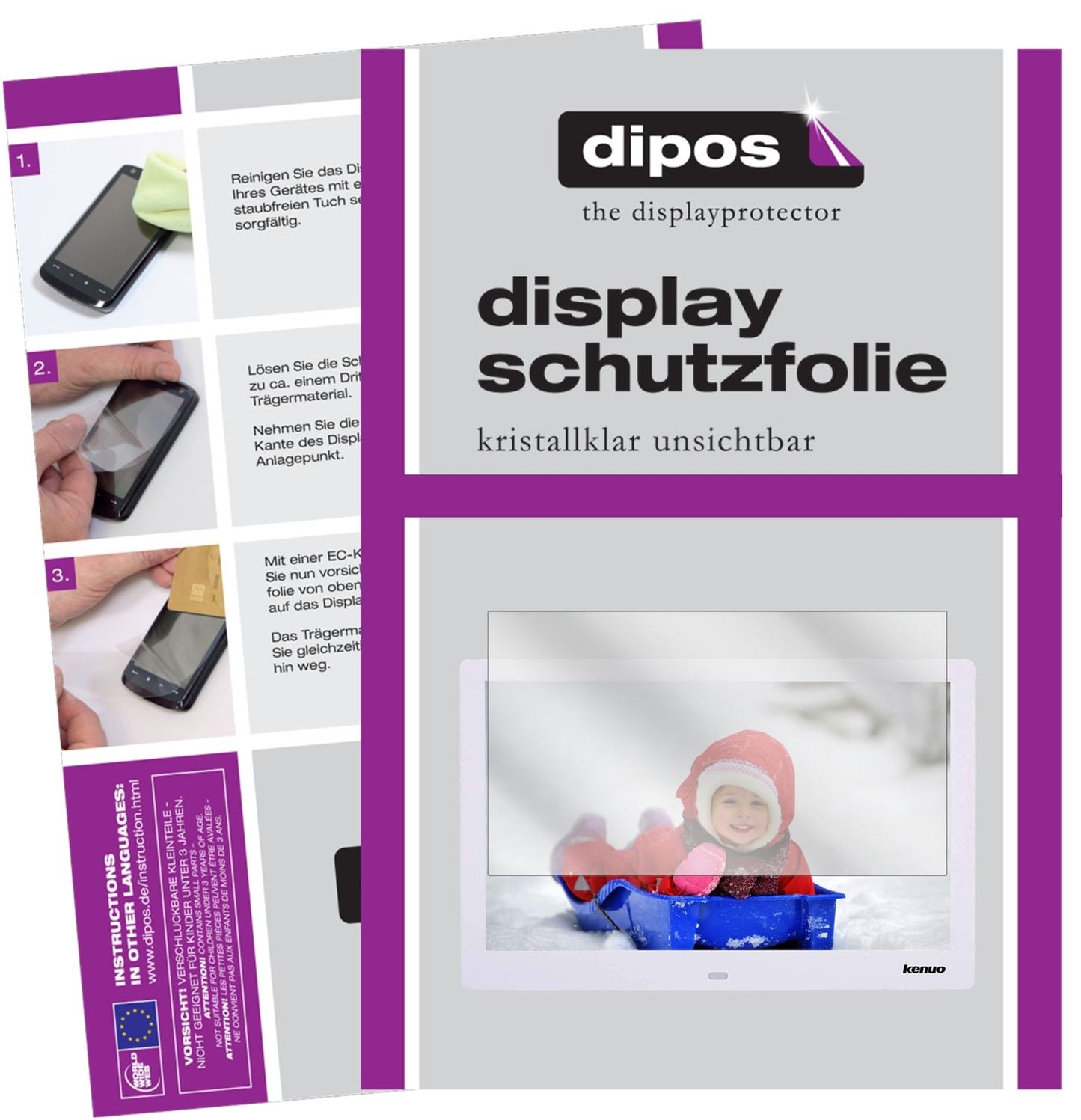 Klare Displayschutzfolie von dipos passend für Kenuo 15.4 Zoll, präziser Zuschnitt und blasenfrei montiert