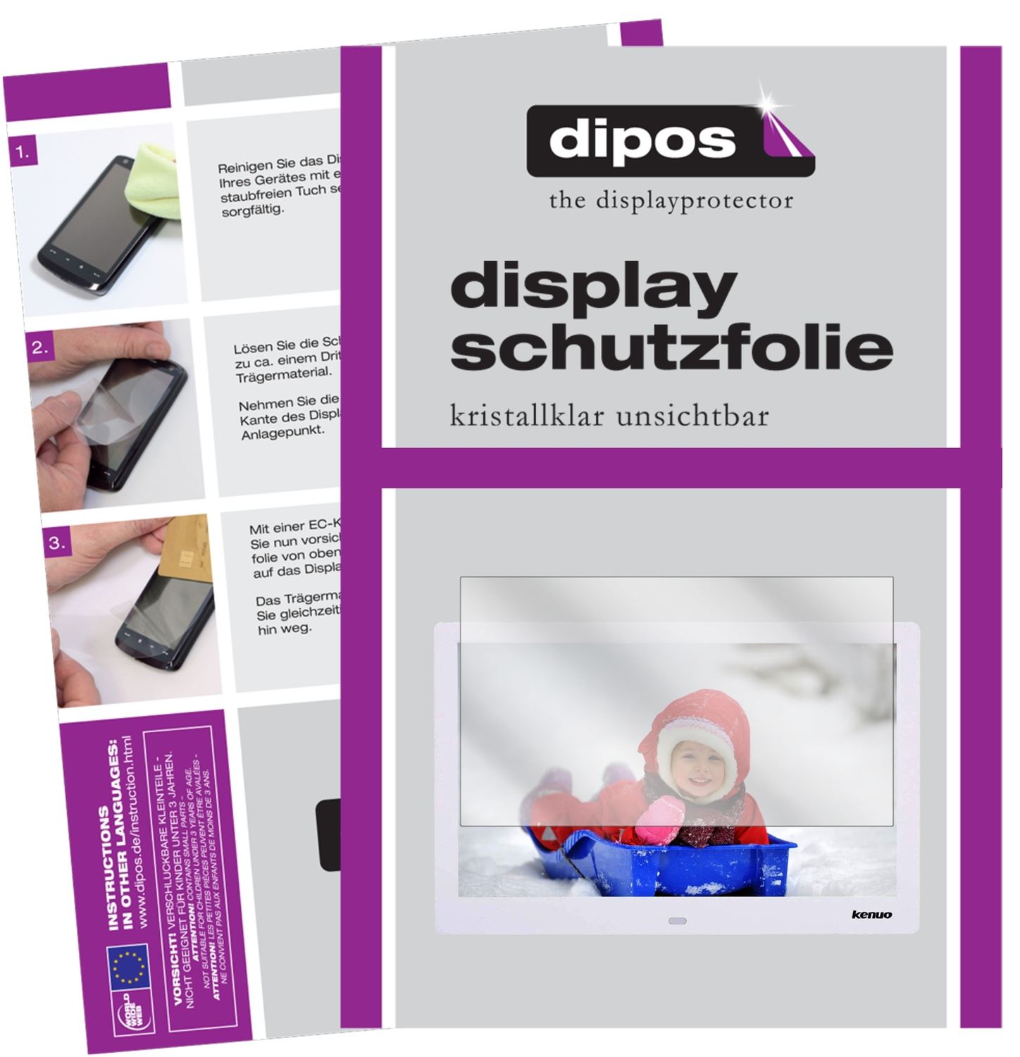 Klare Displayschutzfolie von dipos passend für Kenuo 15.4 Zoll, präziser Zuschnitt und blasenfrei montiert