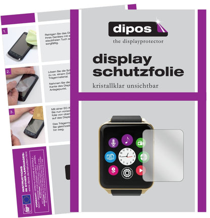Klare Displayschutzfolie von dipos passend für KingWear GT88, präziser Zuschnitt und blasenfrei montiert