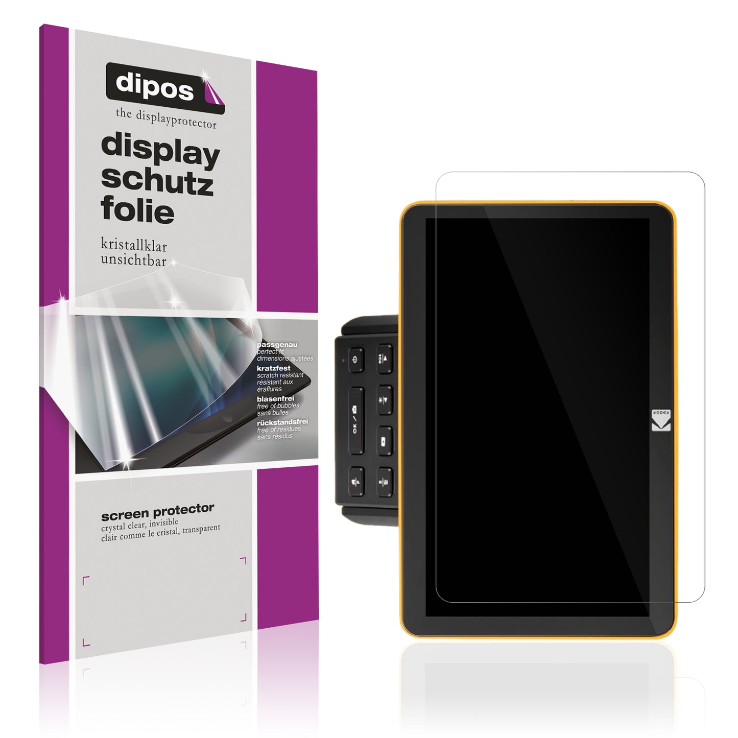 Klare Displayschutzfolie von dipos passend für Kodak Slide N Scan RODFS70, präziser Zuschnitt und blasenfrei montiert