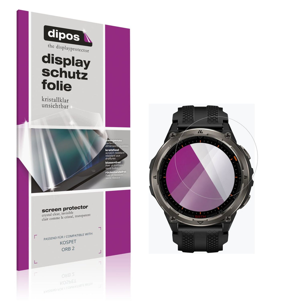 Klare Displayschutzfolie von dipos passend für KOSPET ORB 2, präziser Zuschnitt und blasenfrei montiert