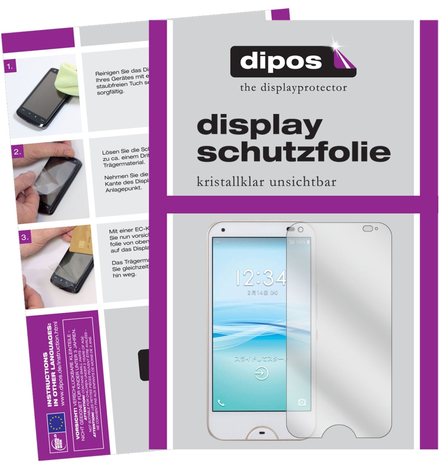 Klare Displayschutzfolie von dipos passend für Kyocera Rafre, präziser Zuschnitt und blasenfrei montiert
