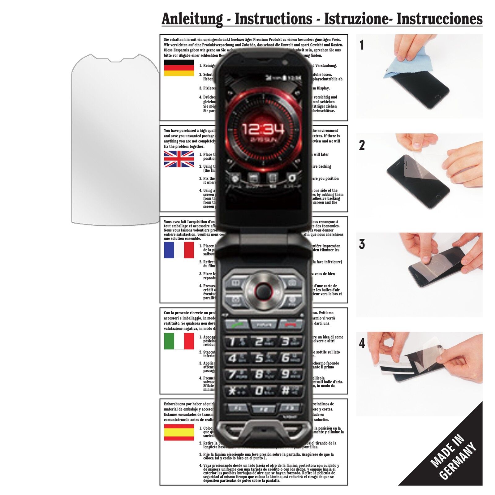 Klare Displayschutzfolie von dipos passend für Kyocera Torque X01, präziser Zuschnitt und blasenfrei montiert