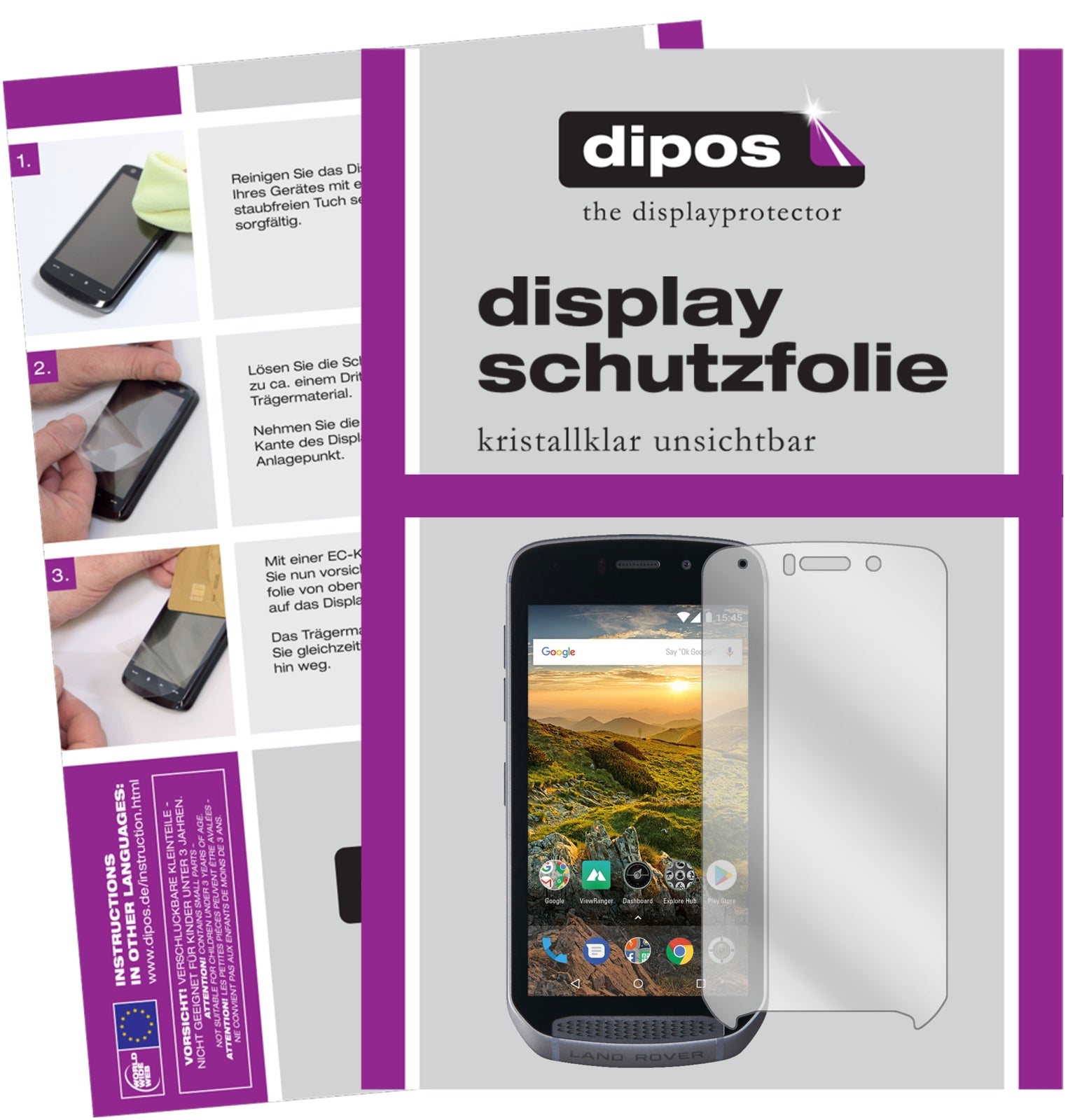 Klare Displayschutzfolie von dipos passend für Land Rover Explore, präziser Zuschnitt und blasenfrei montiert