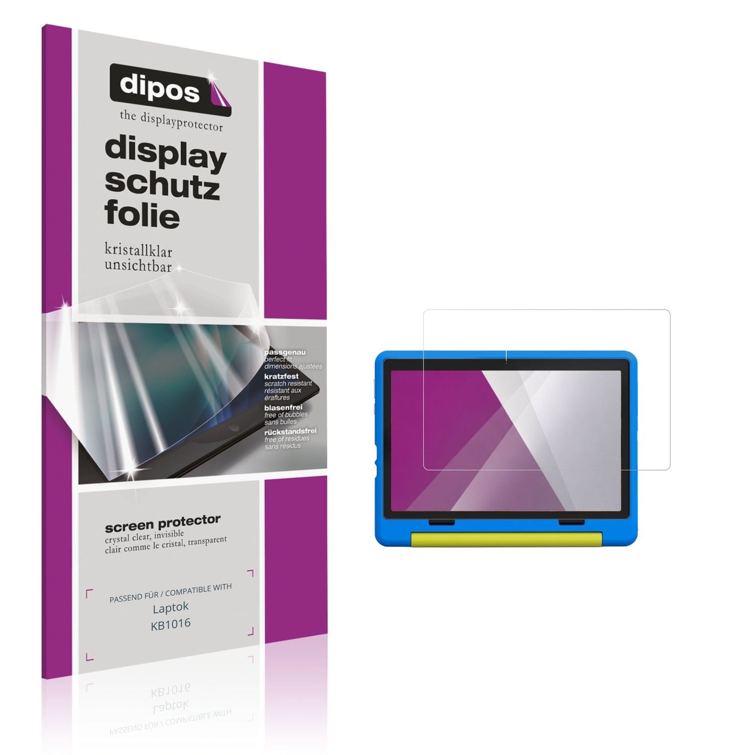 Klare Displayschutzfolie von dipos passend für Laptok KB1016, präziser Zuschnitt und blasenfrei montiert