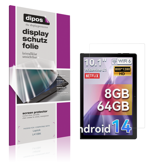 Klare Displayschutzfolie von dipos passend für Laptok LA10BK, präziser Zuschnitt und blasenfrei montiert