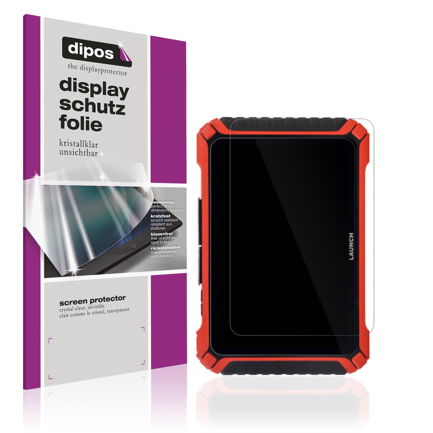 Klare Displayschutzfolie von dipos passend für Launch X-431 Pad IX, präziser Zuschnitt und blasenfrei montiert