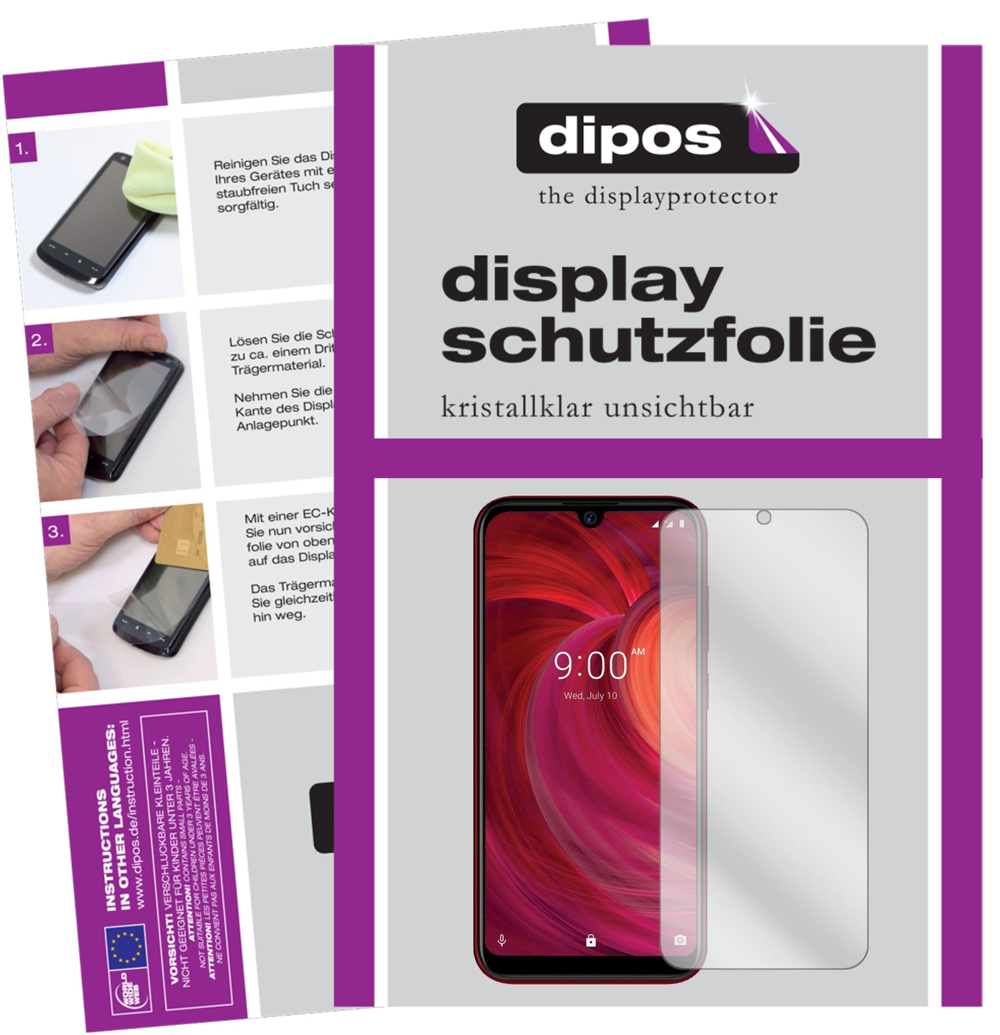 Klare Displayschutzfolie von dipos passend für Lava Z71, präziser Zuschnitt und blasenfrei montiert