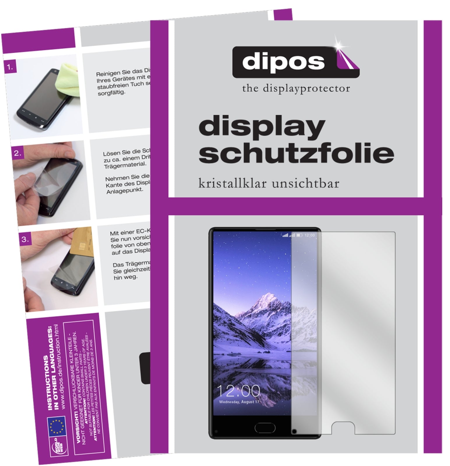 Klare Displayschutzfolie von dipos passend für Leagoo Kiicaa Mix, präziser Zuschnitt und blasenfrei montiert