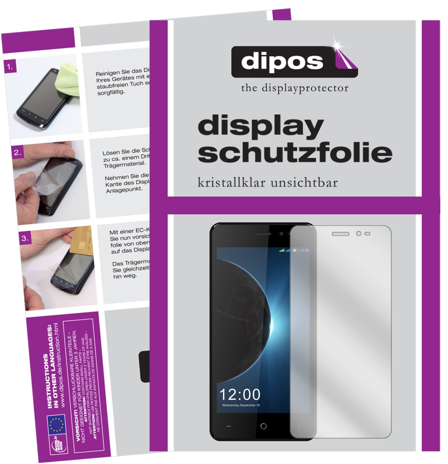 Klare Displayschutzfolie von dipos passend für Leagoo Z6, präziser Zuschnitt und blasenfrei montiert