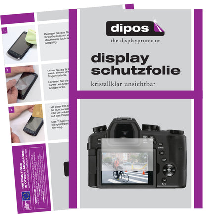 Klare Displayschutzfolie von dipos passend für Leica V-Lux 5, präziser Zuschnitt und blasenfrei montiert