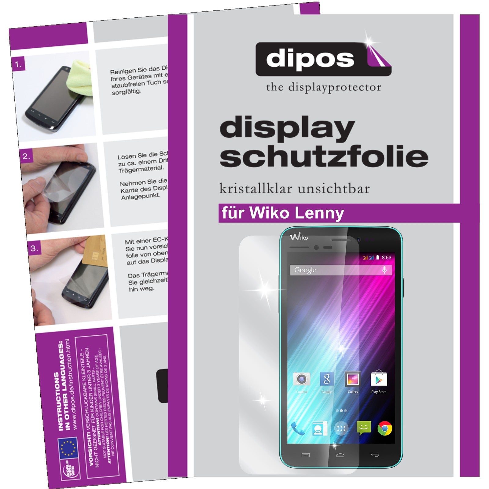 Klare Displayschutzfolie von dipos passend für Lenny Wiko, präziser Zuschnitt und blasenfrei montiert