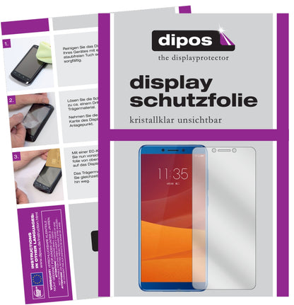 Klare Displayschutzfolie von dipos passend für Lenovo K5 (2018), präziser Zuschnitt und blasenfrei montiert