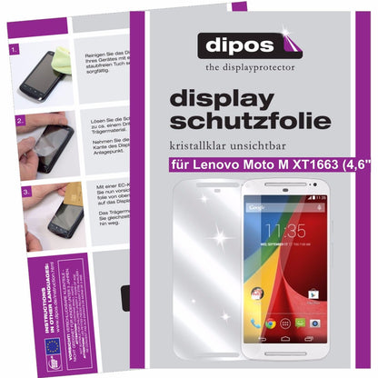 Klare Displayschutzfolie von dipos passend für Lenovo Moto M XT1663 (4,6 Zoll), präziser Zuschnitt und blasenfrei montiert