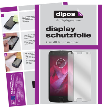 Klare Displayschutzfolie von dipos passend für Lenovo Moto Z2 Play, präziser Zuschnitt und blasenfrei montiert