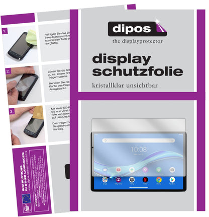 Klare Displayschutzfolie von dipos passend für Lenovo Tab M10 FHD Plus, präziser Zuschnitt und blasenfrei montiert
