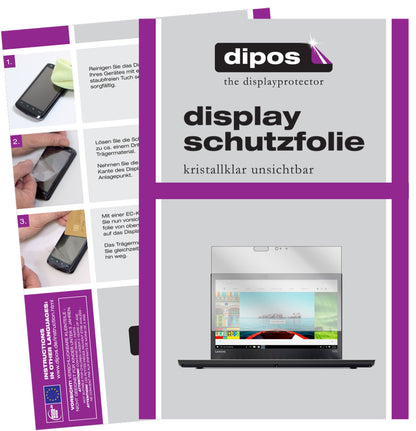Klare Displayschutzfolie von dipos passend für Lenovo ThinkPad T470, präziser Zuschnitt und blasenfrei montiert