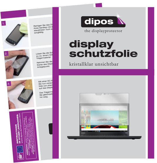 Klare Displayschutzfolie von dipos passend für Lenovo ThinkPad T470, präziser Zuschnitt und blasenfrei montiert