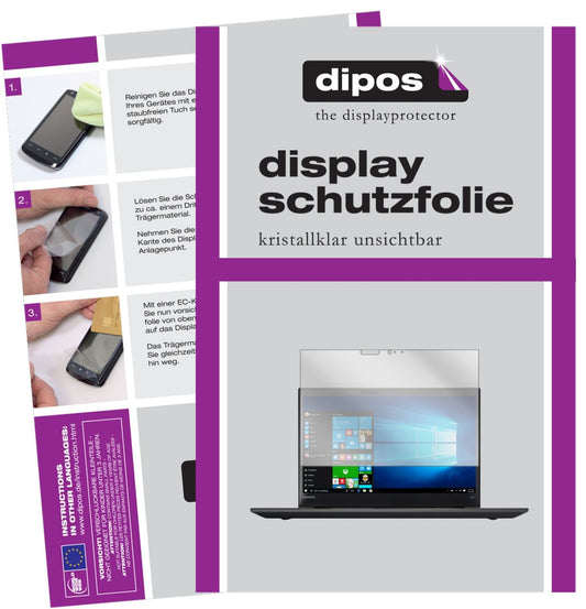 Klare Displayschutzfolie von dipos passend für Lenovo ThinkPad T570, präziser Zuschnitt und blasenfrei montiert
