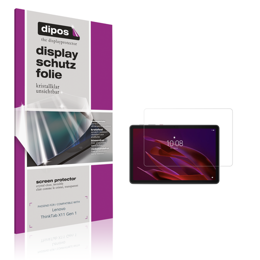 Klare Displayschutzfolie von dipos passend für Lenovo ThinkTab X11 Gen 1, präziser Zuschnitt und blasenfrei montiert