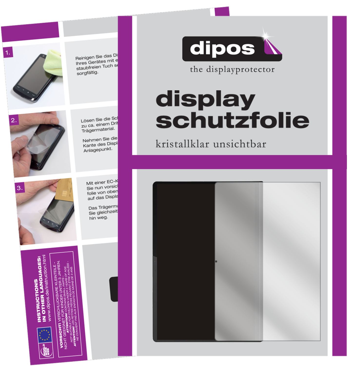 Klare Displayschutzfolie von dipos passend für Lenovo Yoga Tab 11, präziser Zuschnitt und blasenfrei montiert