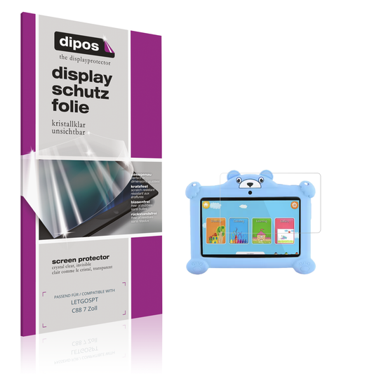 Klare Displayschutzfolie von dipos passend für LETGOSPT C88 7 Zoll, präziser Zuschnitt und blasenfrei montiert