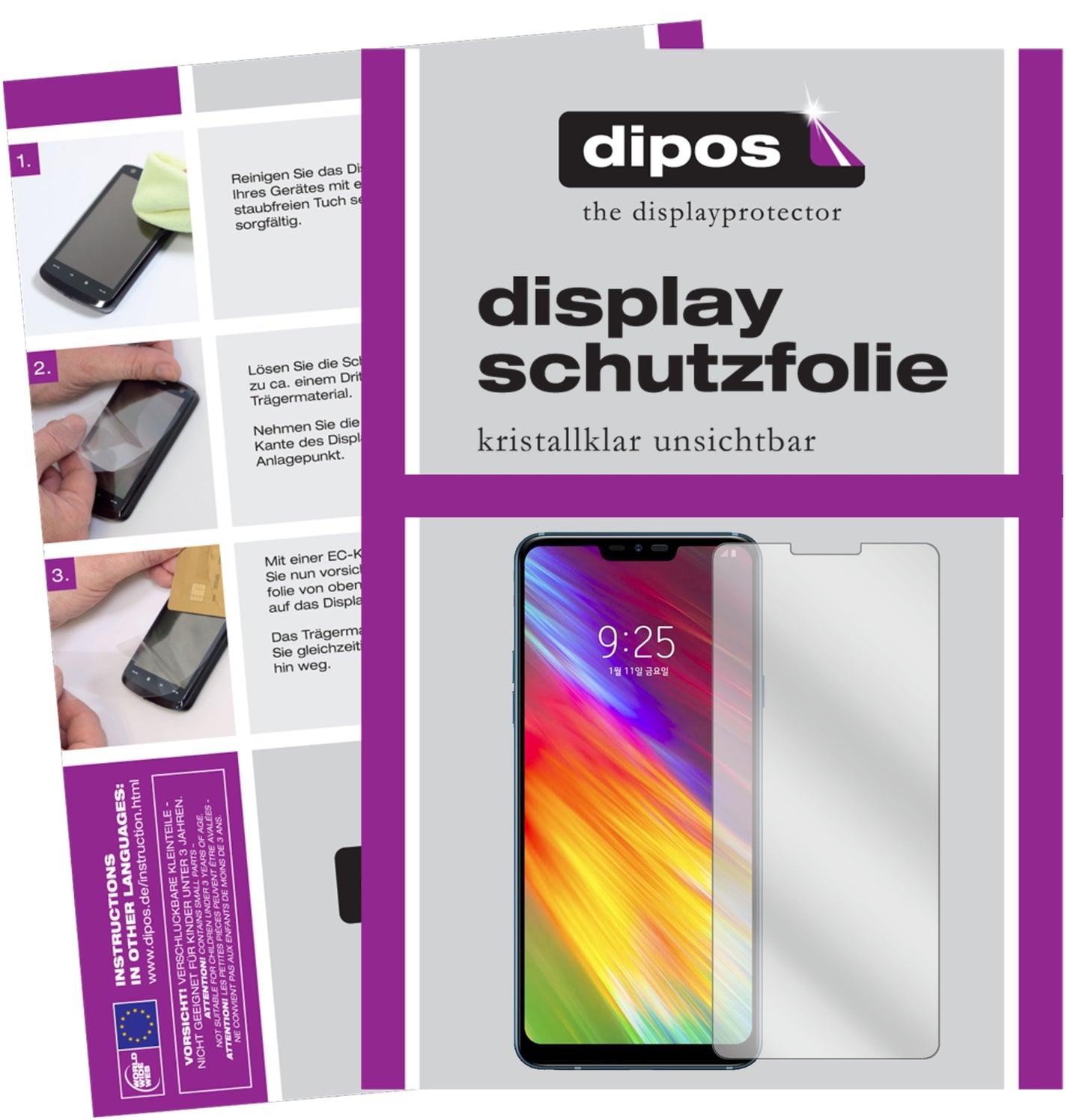 Klare Displayschutzfolie von dipos passend für LG Q9 One, präziser Zuschnitt und blasenfrei montiert