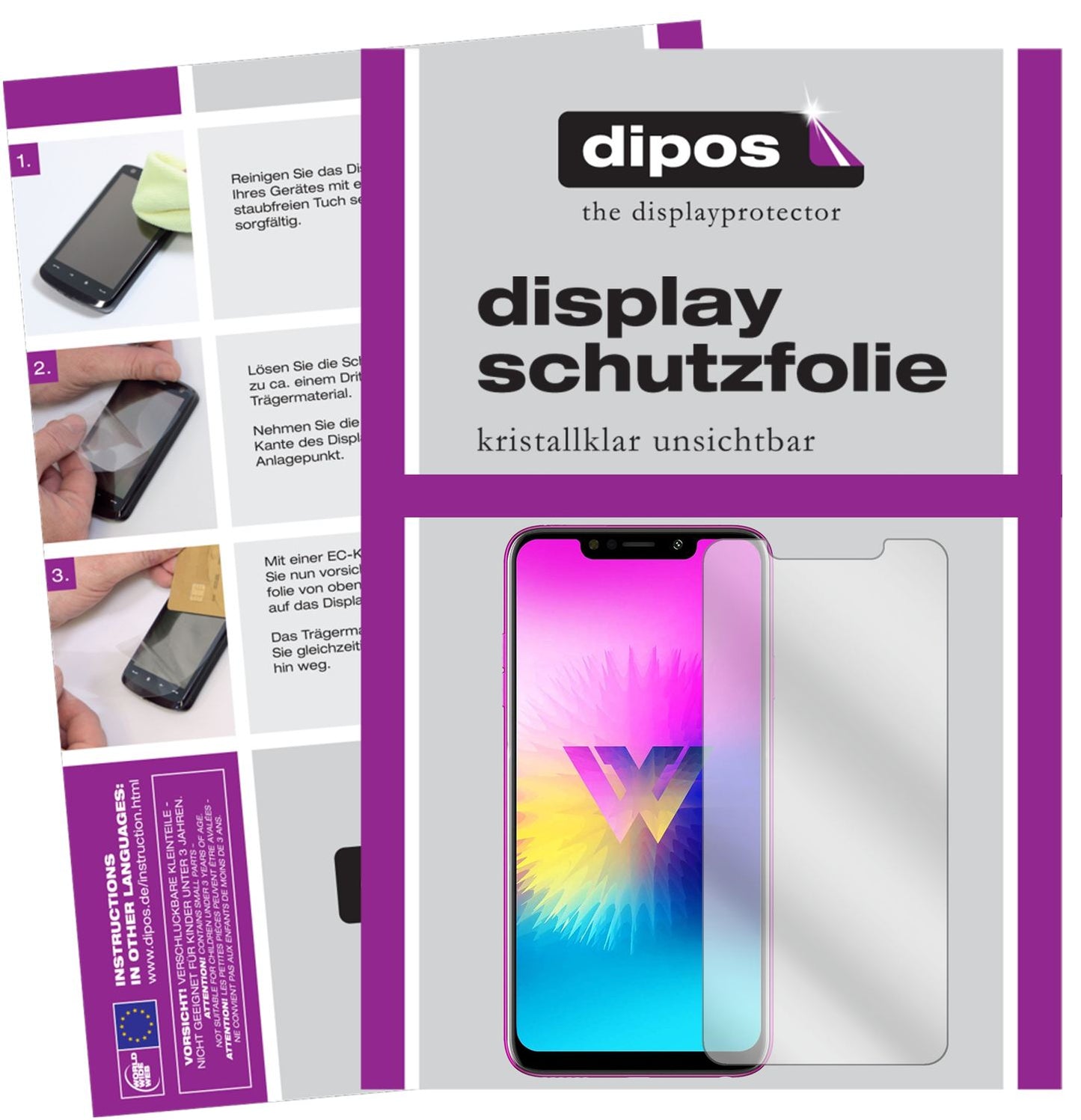 Klare Displayschutzfolie von dipos passend für LG W10, präziser Zuschnitt und blasenfrei montiert