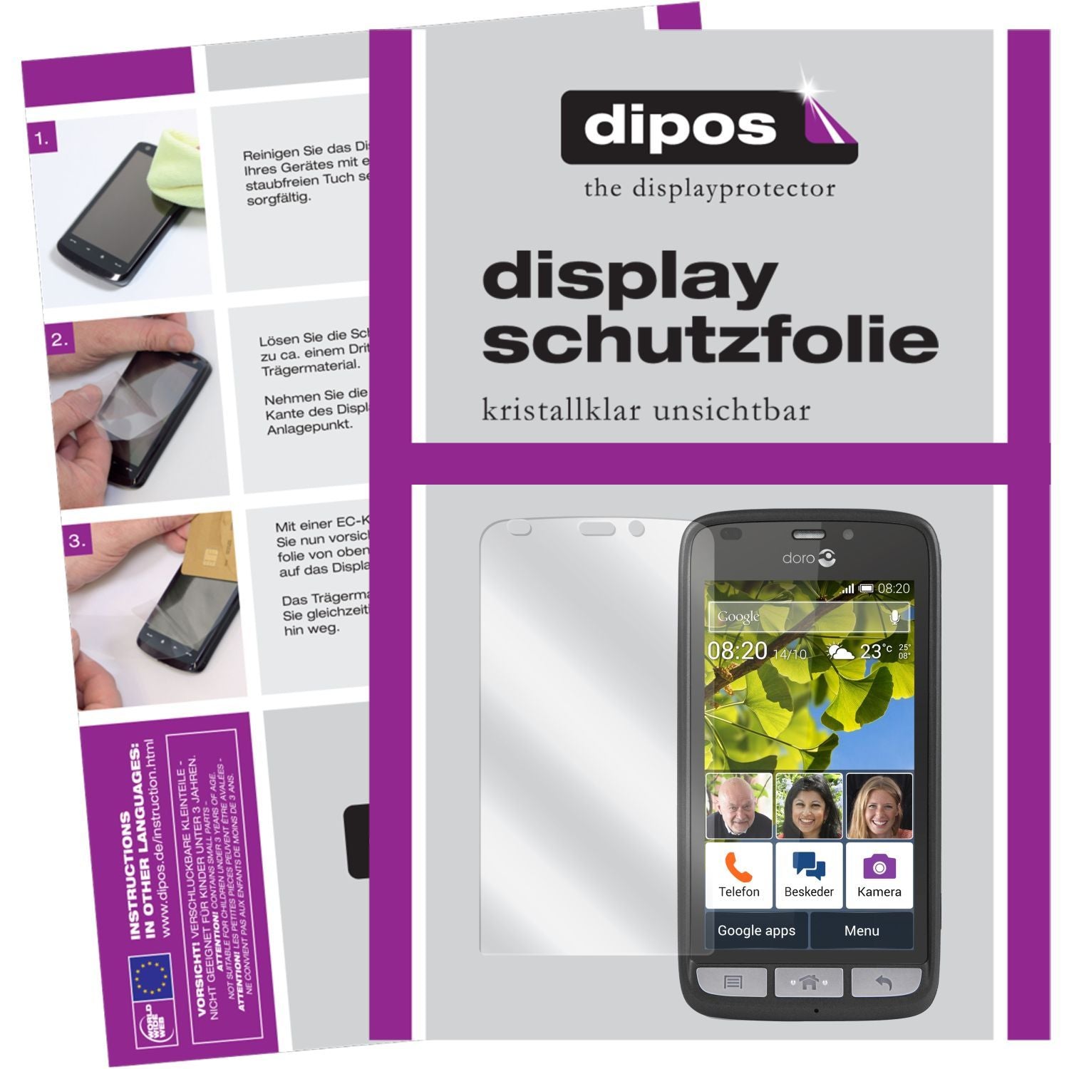 Klare Displayschutzfolie von dipos passend für Liberto 820 Mini Doro, präziser Zuschnitt und blasenfrei montiert