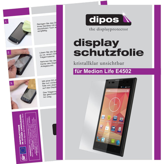 Klare Displayschutzfolie von dipos passend für Life E4502 Medion, präziser Zuschnitt und blasenfrei montiert