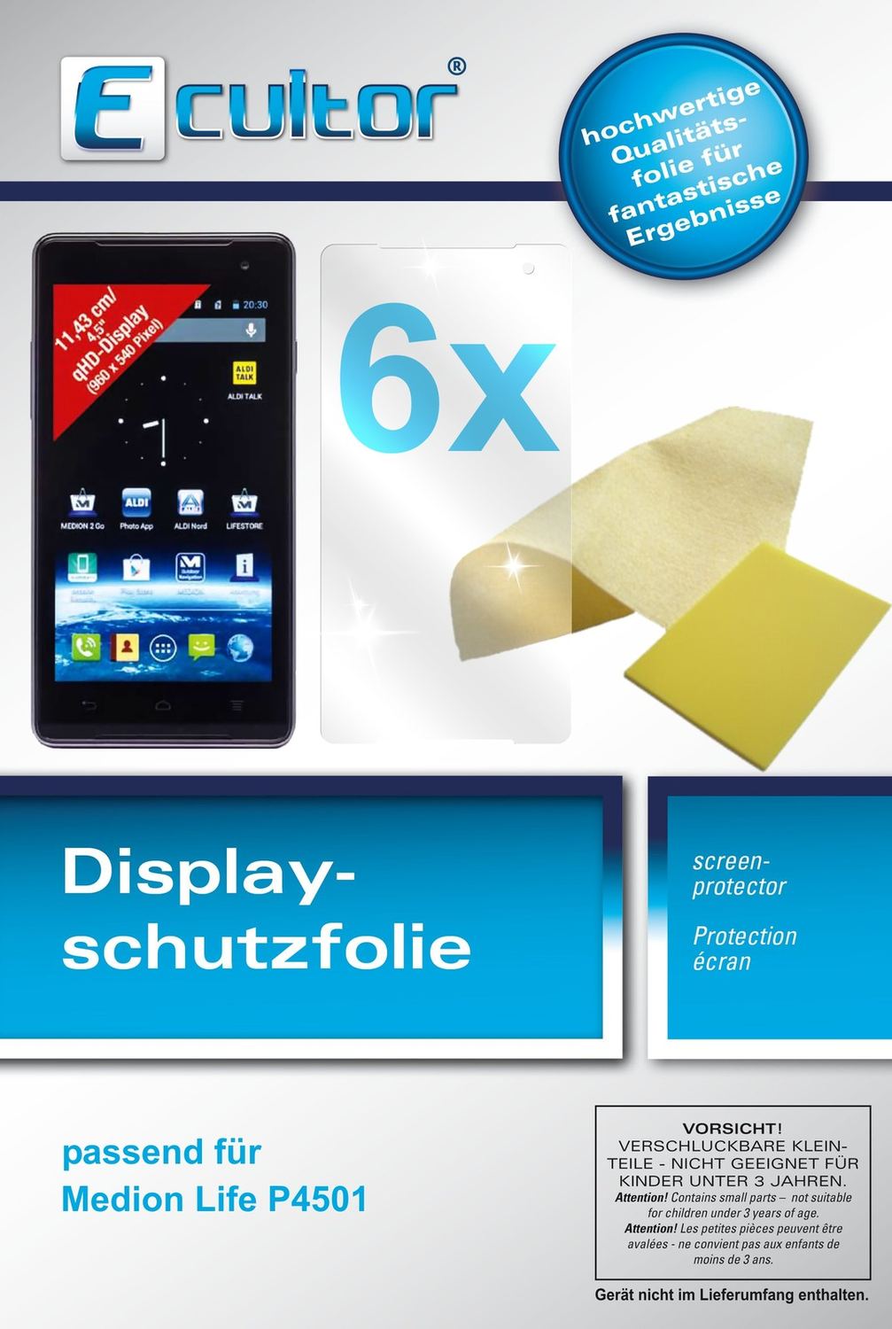 Klare Displayschutzfolie von dipos passend für Life P4501 Medion, präziser Zuschnitt und blasenfrei montiert