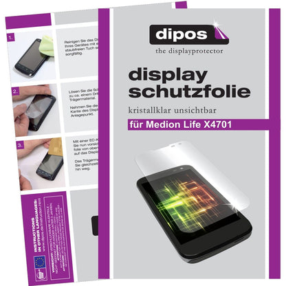 Klare Displayschutzfolie von dipos passend für Life X4701 Medion, präziser Zuschnitt und blasenfrei montiert