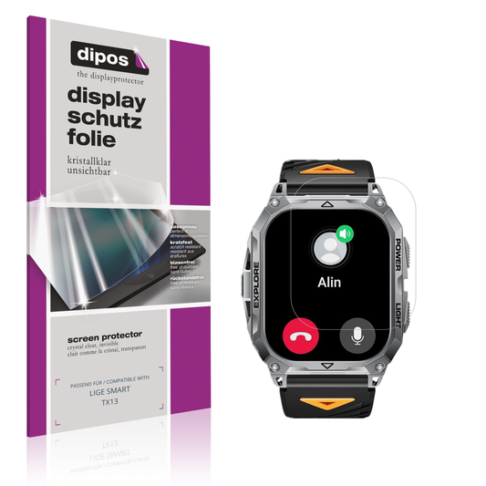 Klare Displayschutzfolie von dipos passend für LIGE SMART TX13, präziser Zuschnitt und blasenfrei montiert