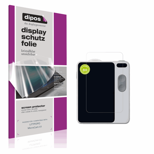Klare Displayschutzfolie von dipos passend für LiTTPOPO MicroCam X1, präziser Zuschnitt und blasenfrei montiert