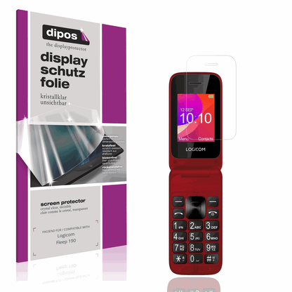 Klare Displayschutzfolie von dipos passend für Logicom Fleep 190, präziser Zuschnitt und blasenfrei montiert