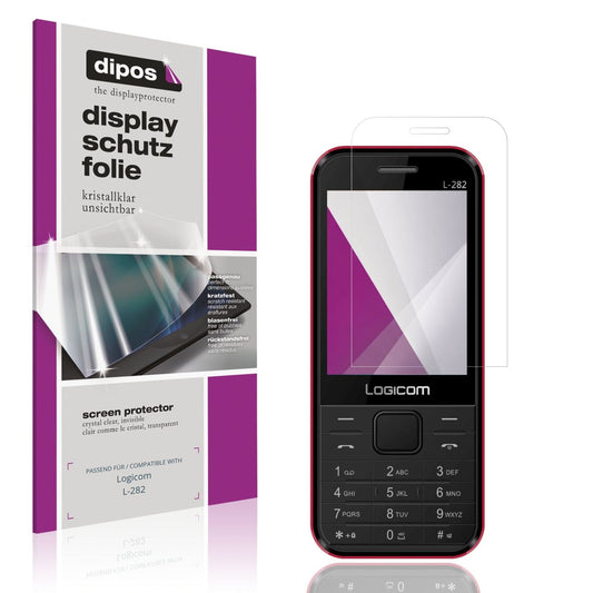 Klare Displayschutzfolie von dipos passend für Logicom L-282, präziser Zuschnitt und blasenfrei montiert